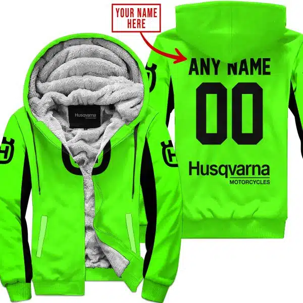 Custom Name Racing - Limited Edition - Husqvarna - Green V2 - Fleece Zip Hoodie
