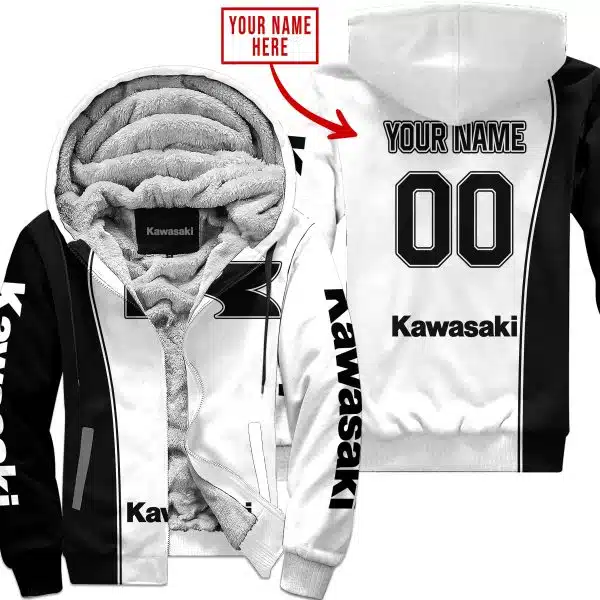 Limited Edition - Custom Name Motocrocss V2 - Kawasaki - Fleece Zip Hoodie