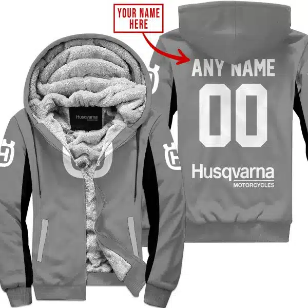 Custom Name Racing - Limited Edition - Husqvarna - Grey V2 - Fleece Zip Hoodie