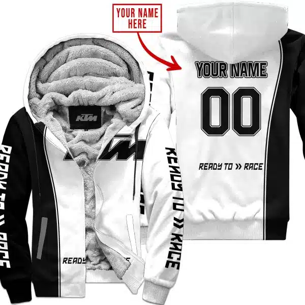 Limited Edition - Custom Name Motocrocss V2 - Ktm - Fleece Zip Hoodie