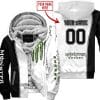 Limited Edition - Custom Name Motocrocss V2 - Monster  Energy - Fleece Zip Hoodie