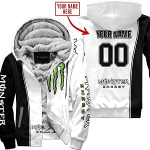 Limited Edition - Custom Name Motocrocss V2 - Monster  Energy - Fleece Zip Hoodie
