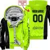 Limited Edition - Custom Name Motocrocss V2 - Alpinestars Black Neon - Fleece Zip Hoodie