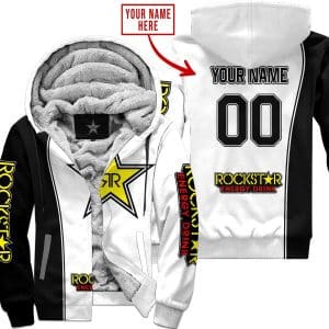 Limited Edition - Custom Name Motocrocss V2 - Rockstar Energy - Fleece Zip Hoodie