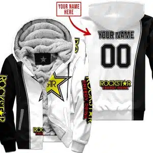 Limited Edition - Custom Name Motocrocss V2 - Rockstar Energy - Fleece Zip Hoodie