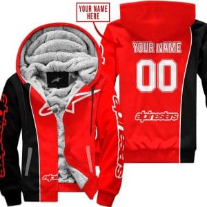 Limited Edition - Custom Name Motocrocss V2 - Alpinestars Black Red - Fleece Zip Hoodie