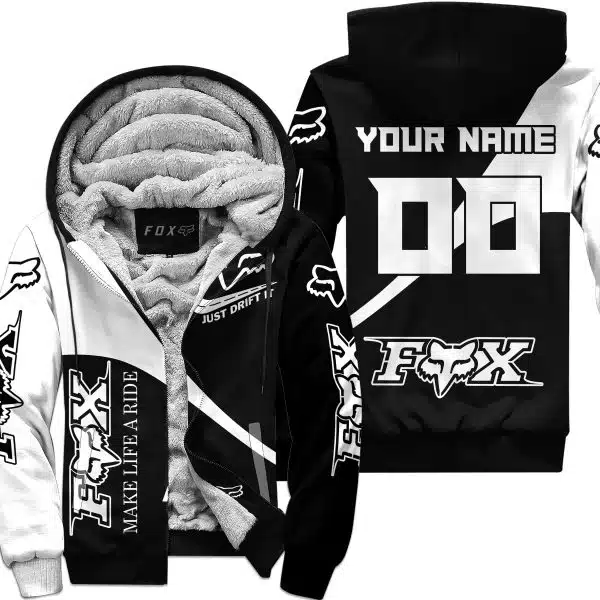 Make Life A Ride Just Send It – Fox – White - Fleece Zip Hoodie