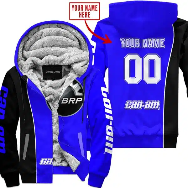 Limited Edition - Custom Name Motocrocss V2 - Can Am Blue - Fleece Zip Hoodie