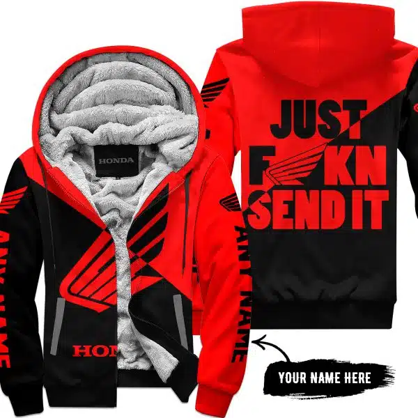 Just Fkcn Send It - 3d All Over Printed - Honda - Fleece Zip Hoodie