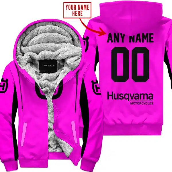 Custom Name Racing - Limited Edition - Husqvarna - Pink V2 - Fleece Zip Hoodie