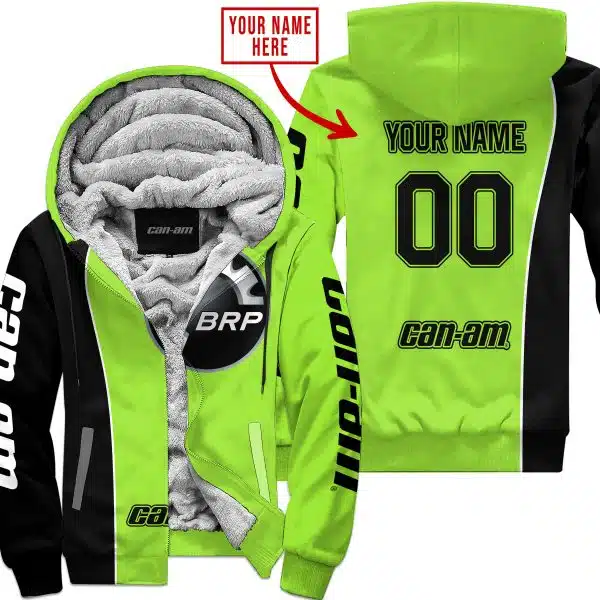 Limited Edition - Custom Name Motocrocss V2 - Can Am Green 1 - Fleece Zip Hoodie
