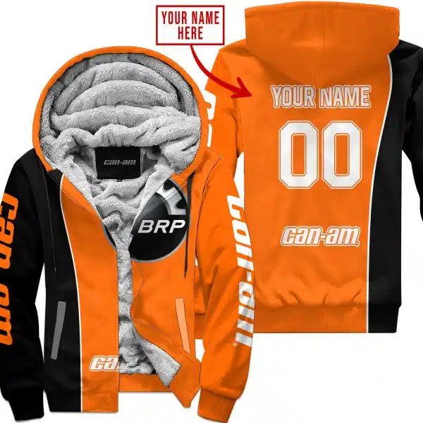 Limited Edition - Custom Name Motocrocss V2 - Can Am Orange - Fleece Zip Hoodie