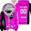 Limited Edition - Custom Name Motocrocss V2 - Can Am Pink - Fleece Zip Hoodie