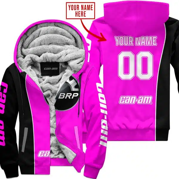 Limited Edition - Custom Name Motocrocss V2 - Can Am Pink - Fleece Zip Hoodie