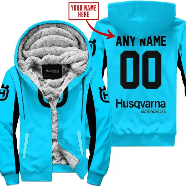 Custom Name Racing - Limited Edition - Husqvarna - Sky Blue V2 - Fleece Zip Hoodie