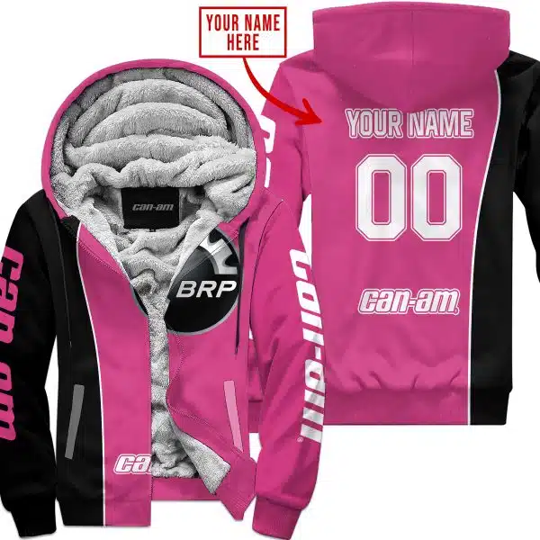 Limited Edition - Custom Name Motocrocss V2 - Can Am Pink 1 - Fleece Zip Hoodie