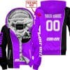 Limited Edition - Custom Name Motocrocss V2 - Can Am Purple - Fleece Zip Hoodie