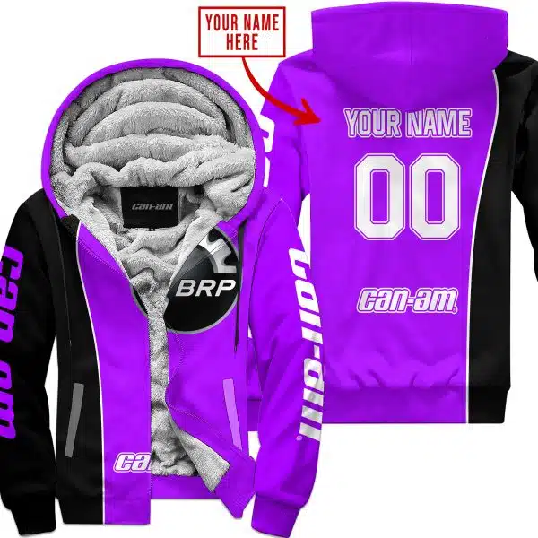Limited Edition - Custom Name Motocrocss V2 - Can Am Purple - Fleece Zip Hoodie