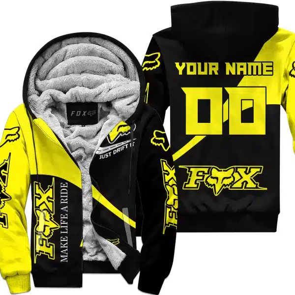 Make Life A Ride Just Send It – Fox – Yellow - Fleece Zip Hoodie
