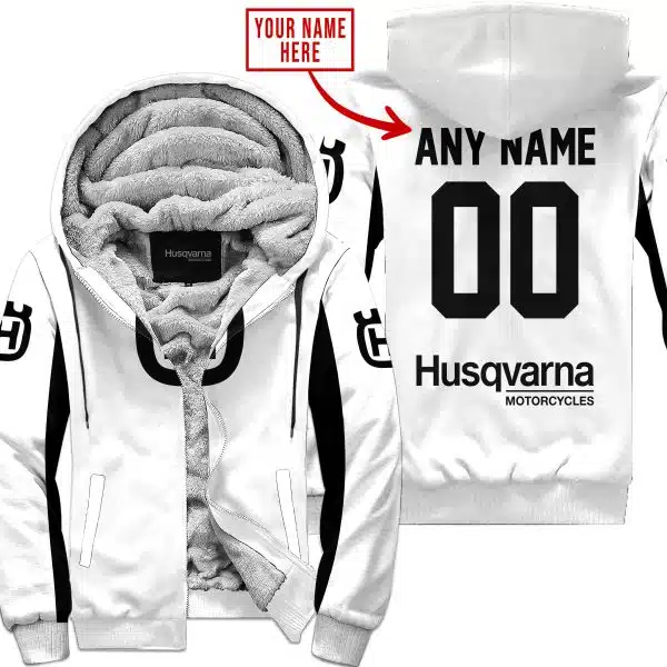 Custom Name Racing - Limited Edition - Husqvarna - White V2 - Fleece Zip Hoodie