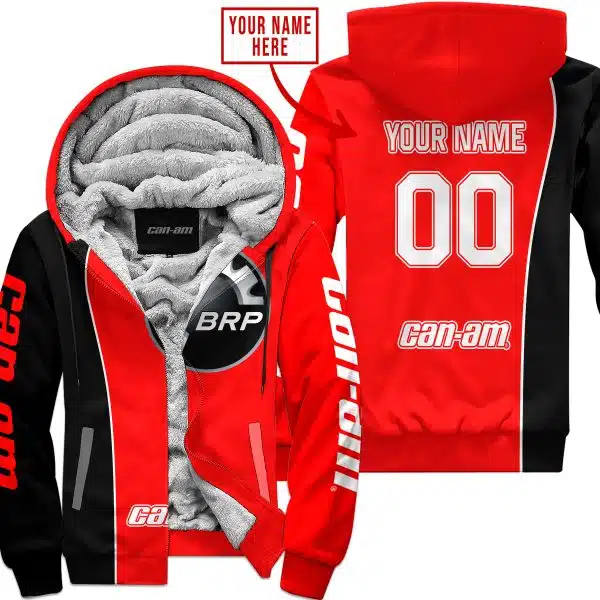 Limited Edition - Custom Name Motocrocss V2 - Can Am Red - Fleece Zip Hoodie