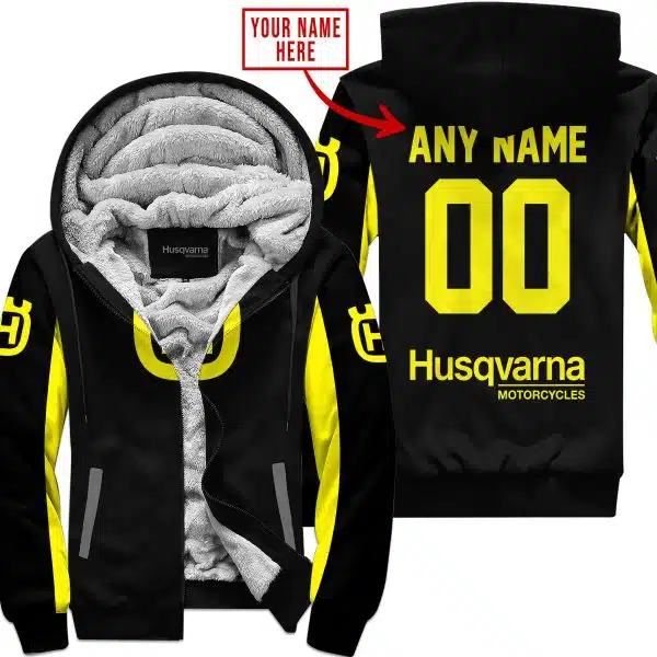 Custom Name Racing - Limited Edition - Husqvarna - Yellow - Fleece Zip Hoodie
