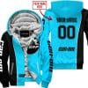 Limited Edition - Custom Name Motocrocss V2 - Can Am Sky Blue - Fleece Zip Hoodie