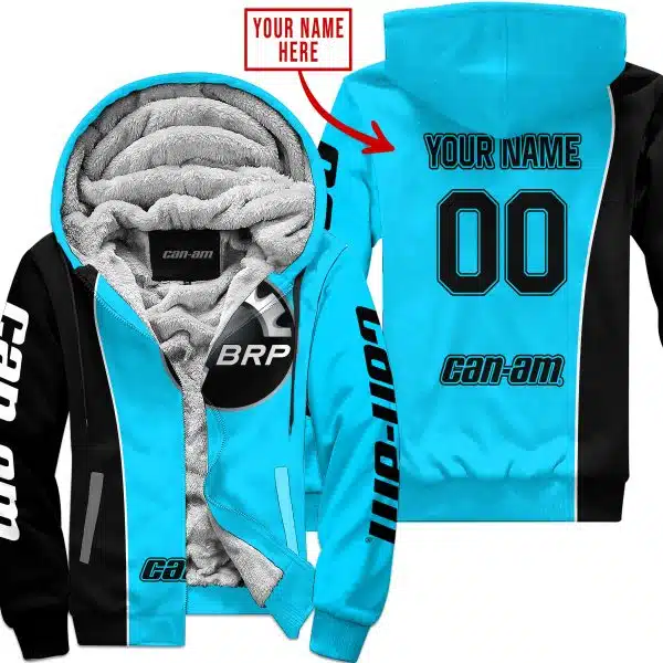 Limited Edition - Custom Name Motocrocss V2 - Can Am Sky Blue - Fleece Zip Hoodie
