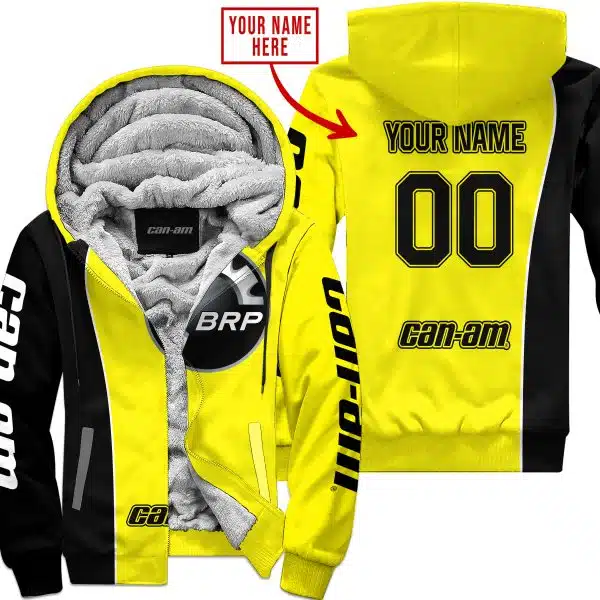 Limited Edition - Custom Name Motocrocss V2 - Can Am Yellow - Fleece Zip Hoodie