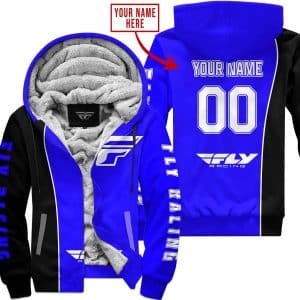 Limited Edition - Custom Name Motocrocss V2 - Fly Racing Blue - Fleece Zip Hoodie