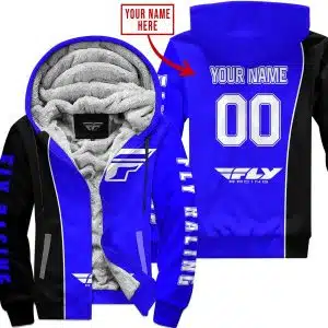Limited Edition - Custom Name Motocrocss V2 - Fly Racing Blue - Fleece Zip Hoodie