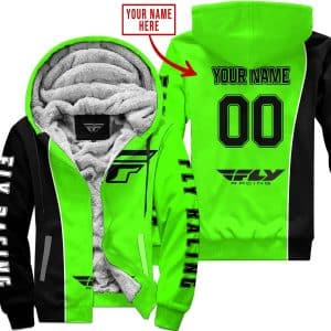 Limited Edition - Custom Name Motocrocss V2 - Fly Racing Green - Fleece Zip Hoodie