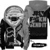 Just Fckn Send It – 3d All Over Printed – Fox Racing Girl – Grey - Fleece Zip Hoodie