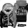 Just Fckn Send It – 3d All Over Printed – Fox Racing Girl – Grey - Fleece Zip Hoodie