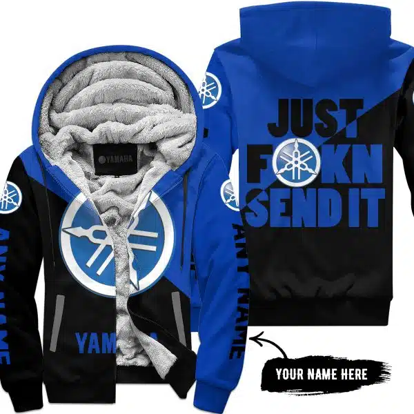 Just Fkcn Send It - 3d All Over Printed - Yamaha - Blue - Fleece Zip Hoodie