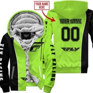 Limited Edition - Custom Name Motocrocss V2 - Fly Racing Green 1 - Fleece Zip Hoodie