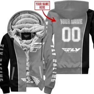 Limited Edition - Custom Name Motocrocss V2 - Fly Racing Grey - Fleece Zip Hoodie