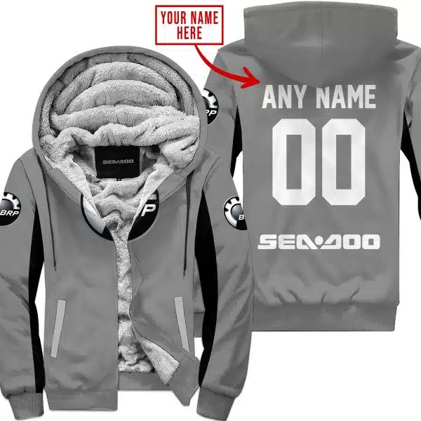 Custom Name Racing - Limited Edition - Sea Doo - Grey V2 - Fleece Zip Hoodie