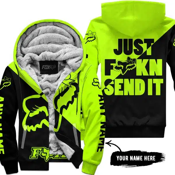 Just Fckn Send It – 3d All Over Printed – Fox Racing Girl – Neon - Fleece Zip Hoodie