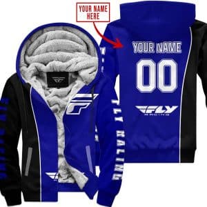 Limited Edition - Custom Name Motocrocss V2 - Fly Racing Navy - Fleece Zip Hoodie