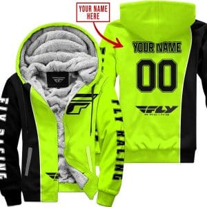 Limited Edition - Custom Name Motocrocss V2 - Fly Racing Neon - Fleece Zip Hoodie