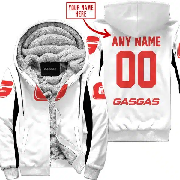 Custom Name Racing - Limited Edition - Gas Gas - White V2 - Fleece Zip Hoodie