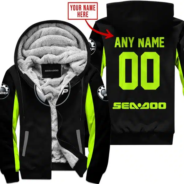 Custom Name Racing - Limited Edition - Sea Doo - Neon - Fleece Zip Hoodie