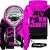 Just Fckn Send It – 3d All Over Printed – Fox Racing Girl – Pink - Fleece Zip Hoodie