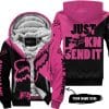 Just Fckn Send It – 3d All Over Printed – Fox Racing Girl – Pink 1 - Fleece Zip Hoodie