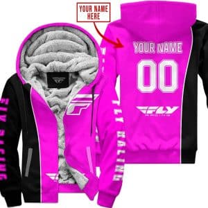 Limited Edition - Custom Name Motocrocss V2 - Fly Racing Pink - Fleece Zip Hoodie