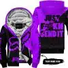 Just Fckn Send It – 3d All Over Printed – Fox Racing Girl – Purple - Fleece Zip Hoodie