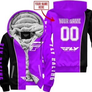 Limited Edition - Custom Name Motocrocss V2 - Fly Racing Purple - Fleece Zip Hoodie