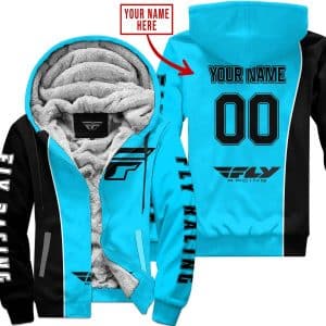 Limited Edition - Custom Name Motocrocss V2 - Fly Racing Sky Blue - Fleece Zip Hoodie