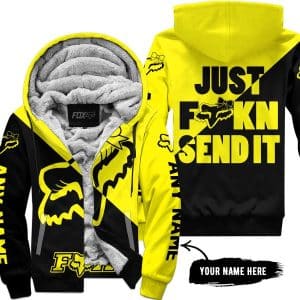 Just Fckn Send It – 3d All Over Printed – Fox Racing Girl – Yellow - Fleece Zip Hoodie